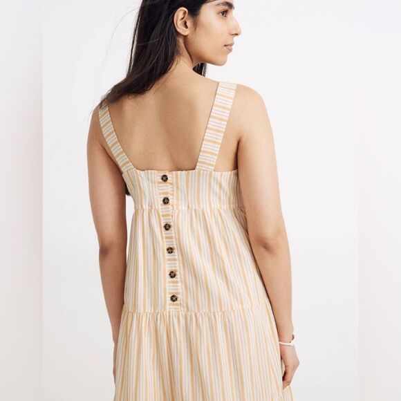 Madewell Striped Button Back Tiered Midi Dress - Picture 3 of 13